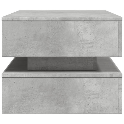 Salongbord Sofabord Betonggrå med LED-lys 90x50x40 cm