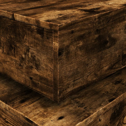 Salongbord Sofabord Røkt Eik med LED-lys 90x50x40 cm