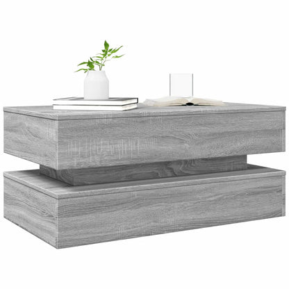 Salongbord Sofabord Sonoma Grå med LED-lys 90x50x40 cm
