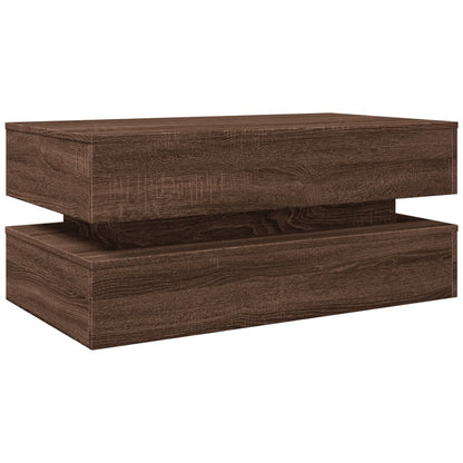 Salongbord Sofabord Brun Eik med LED-lys 90x50x40 cm