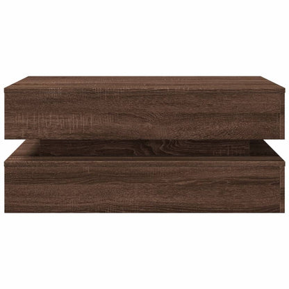 Salongbord Sofabord Brun Eik med LED-lys 90x50x40 cm
