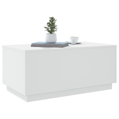 Salongbord Sofabord Hvit med LED-lys 90x50x40 cm