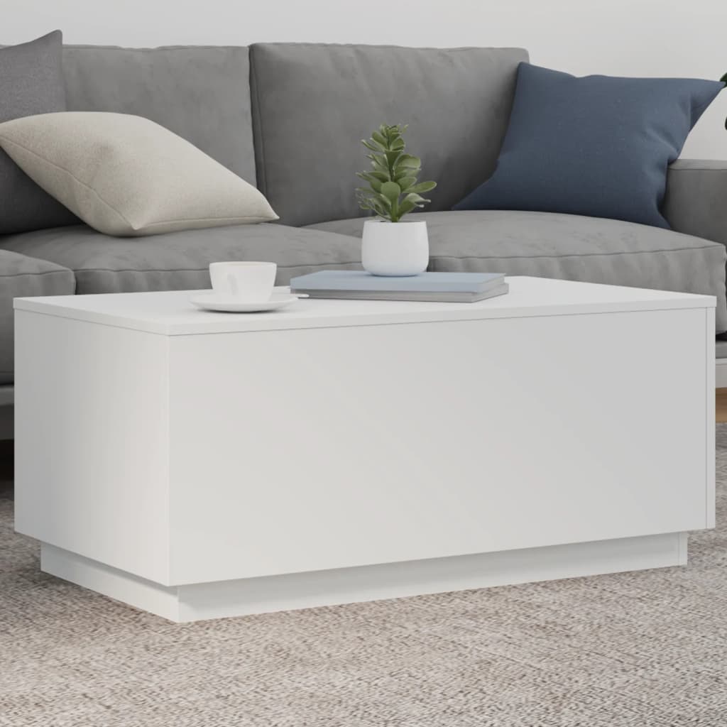 Salongbord Sofabord Hvit med LED-lys 90x50x40 cm