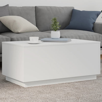 Salongbord Sofabord Hvit med LED-lys 90x50x40 cm