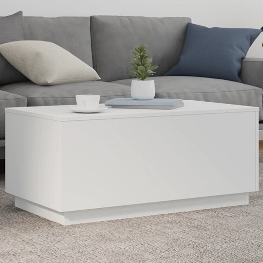 Salongbord Sofabord Hvit med LED-lys 90x50x40 cm