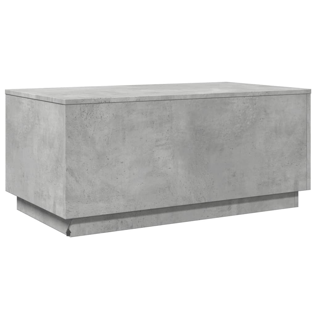 Salongbord Sofabord Betonggrå med LED-lys 90x50x40 cm