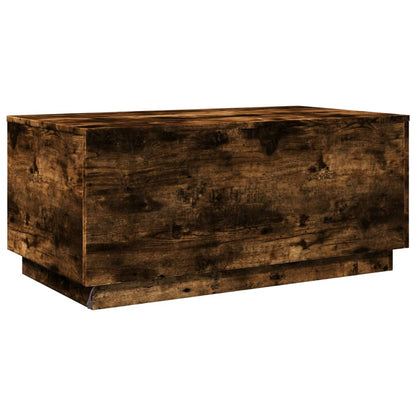 Salongbord Sofabord Røkt Eik med LED-lys 90x50x40 cm