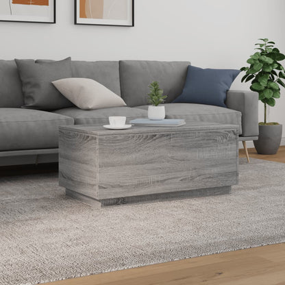 Salongbord Sofabord Sonoma Grå med LED-lys 90x50x40 cm