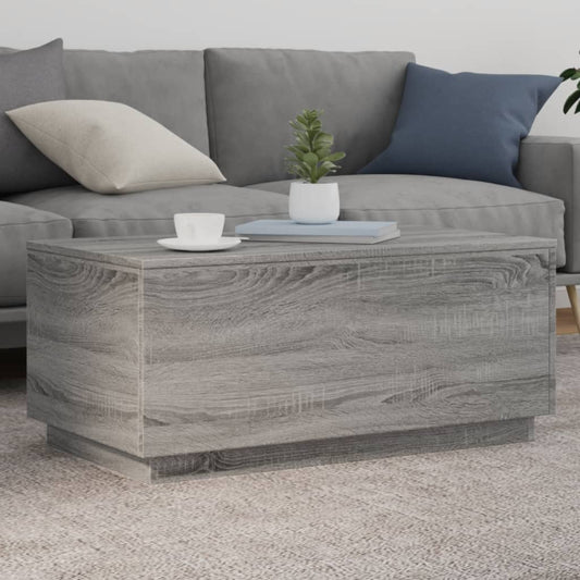 Salongbord Sofabord Sonoma Grå med LED-lys 90x50x40 cm