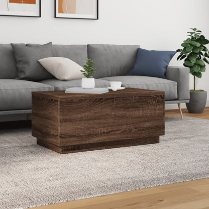 Salongbord Sofabord Brun Eik med LED-lys 90x50x40 cm