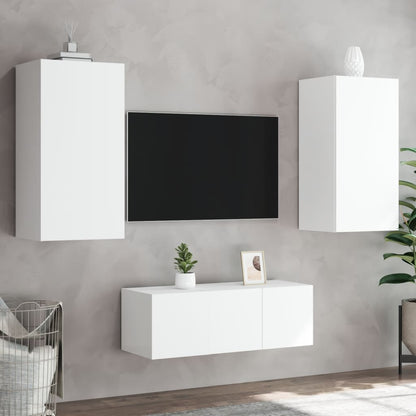 TV-Møbel Hvit Tv-enheter med LED 4 deler