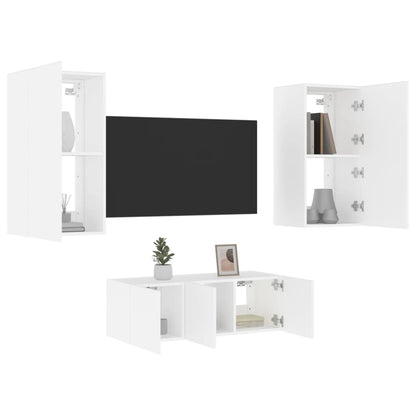 TV-Møbel Hvit Tv-enheter med LED 4 deler