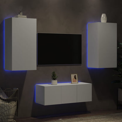 TV-Møbel Hvit Tv-enheter med LED 4 deler