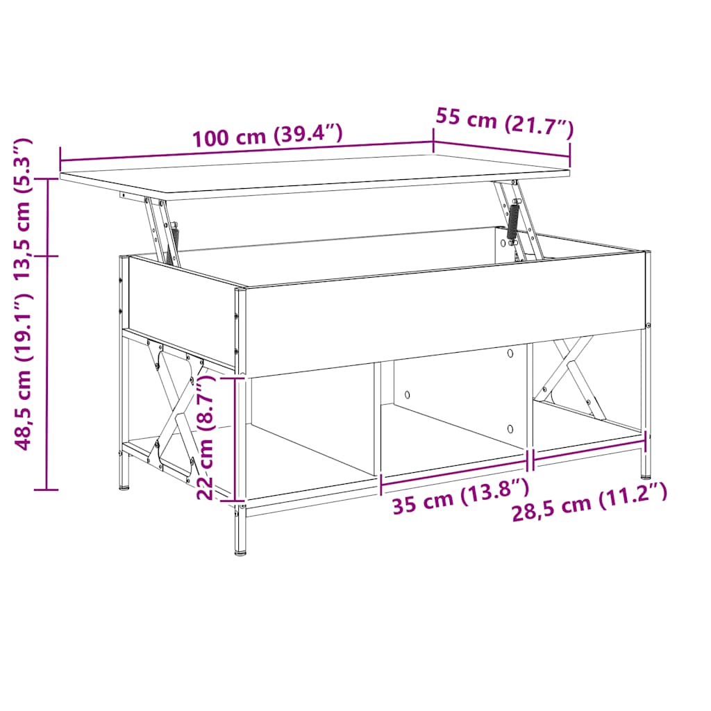 Salongbord Sofabord Sonoma Eik 100x55x50 cm