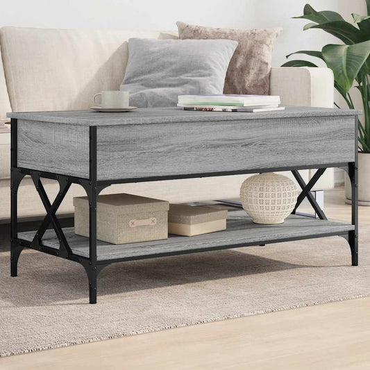 Salongbord Sofabord Sonoma Grå 100x55x50 cm og metall