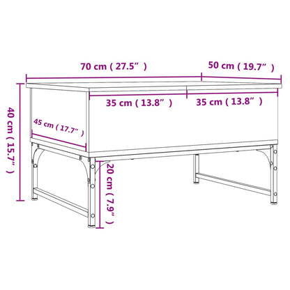 Salongbord Sofabord Svart 70x50x40 cm og metall