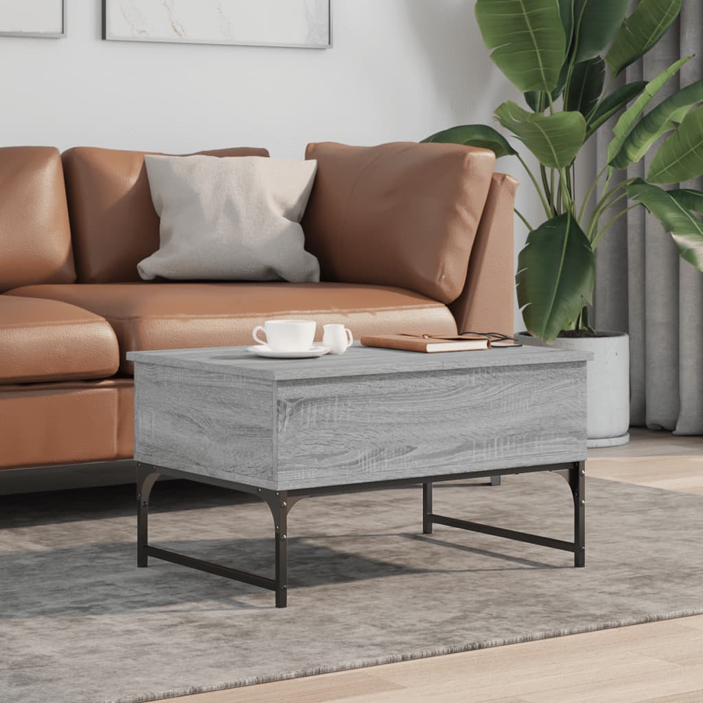 Salongbord Sofabord Sonoma Grå 70x50x40 cm og metall