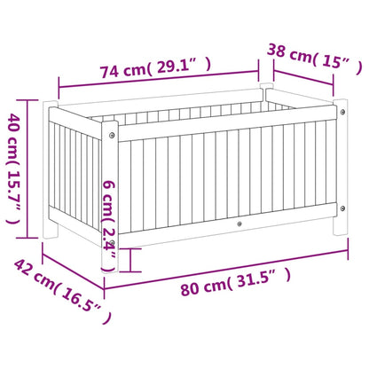 Plantekasse med foring 80x42x40 cm helte akasie