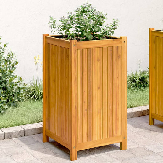 Utendørs Blomsterkasse Plantekasse Tre med foring 42x42x75 cm helte akasie