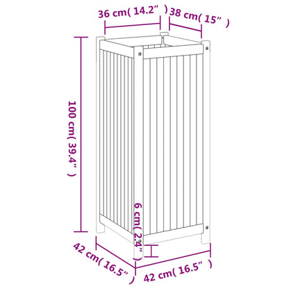 Plantekasse med foring 42x42x100 cm helte akasie