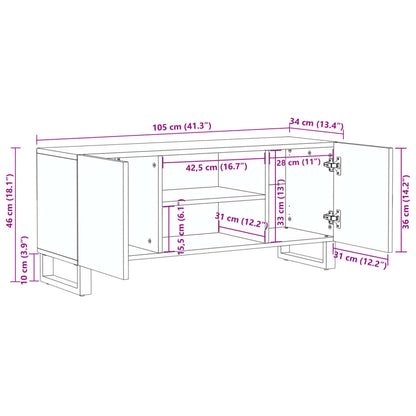 TV-Møbel Hvit Tv-benk 105x34x46 cm grovt heltre mangotre