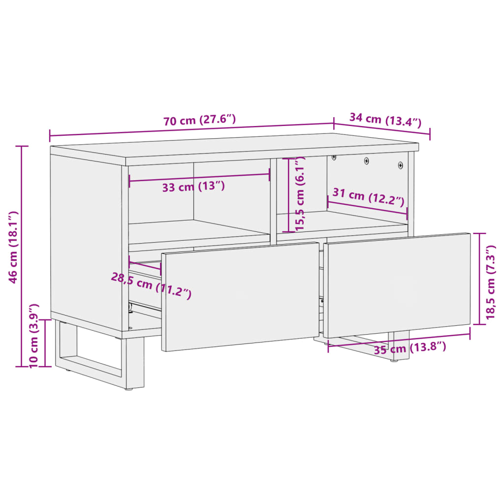 TV-Møbel Tre Tv-benk 70x34x46 cm heltre akasie