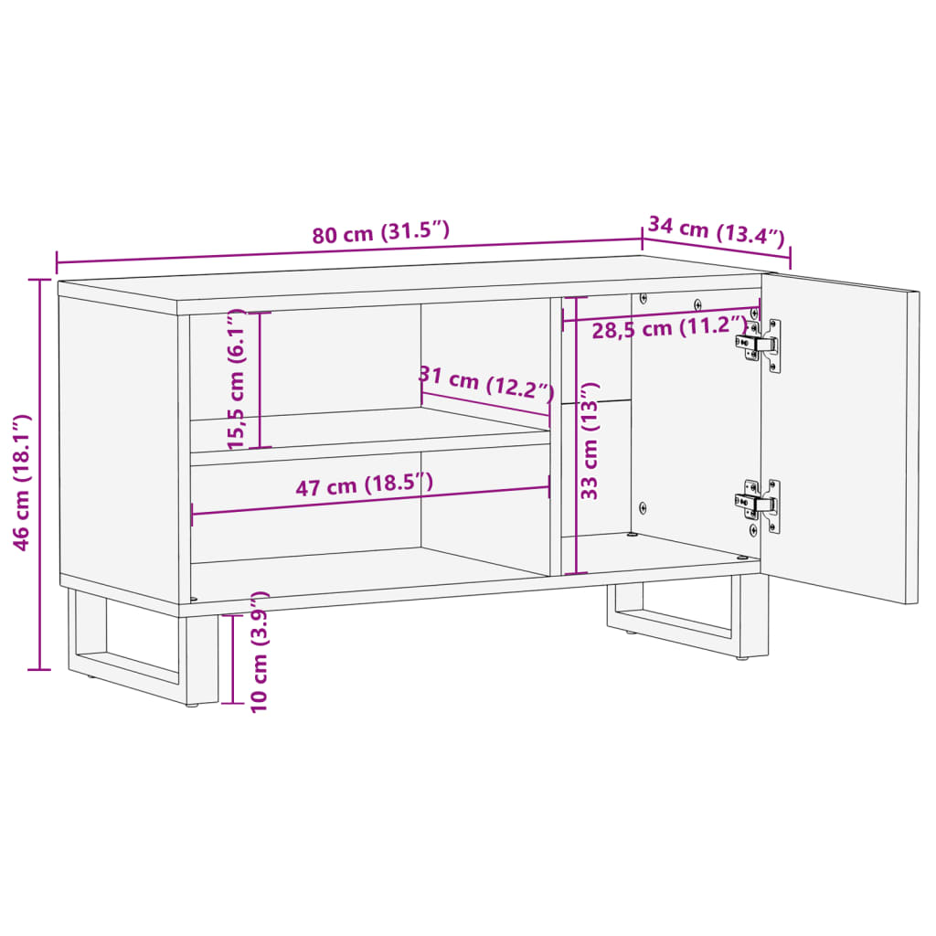 TV-Møbel Tre Tv-benk 80x34x46 cm heltre mango