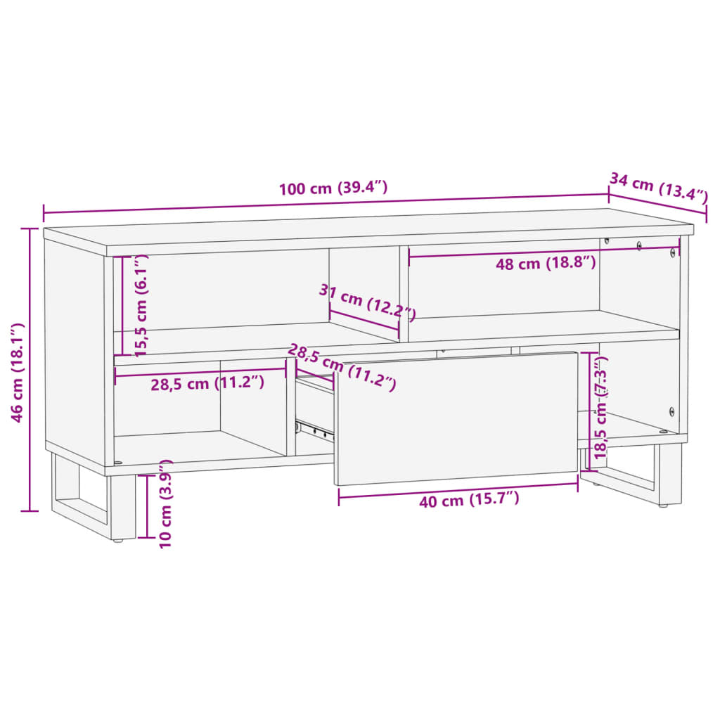 TV-Møbel Tre Tv-benk 100x34x46 cm heltre akasie