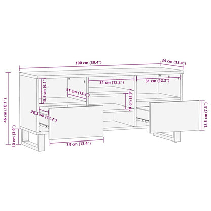 TV-Møbel Brun Tv-benk 100x34x46 cm heltre mango
