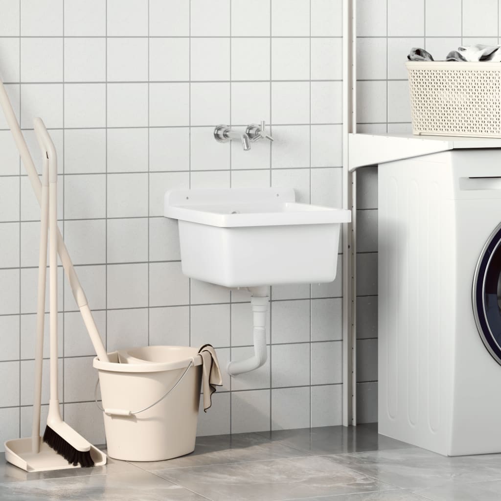 Kjøkkenvask Veggmontert servant Hvit 40x40x24 cm harpiks