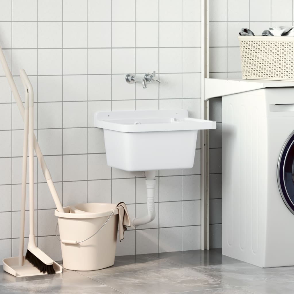 Kjøkkenvask Veggmontert servant Hvit 50x35x24 cm harpiks