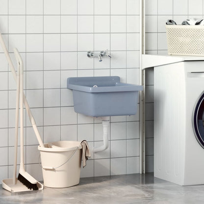 Kjøkkenvask Veggmontert servant Grå 40x40x24 cm harpiks