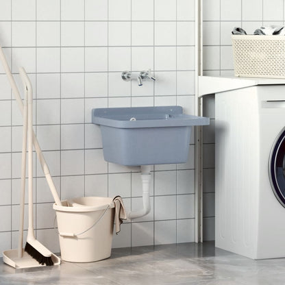 Kjøkkenvask Veggmontert servant Grå 50x35x24 cm harpiks