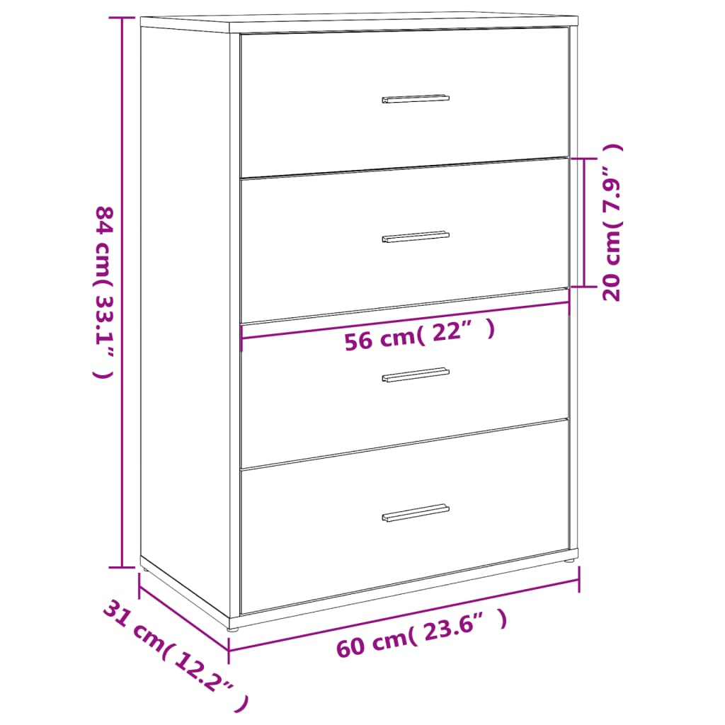 Skjenk Sonoma Eik 60x31x84 cm