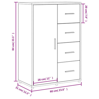 Kommode Svart 60x31x84 cm