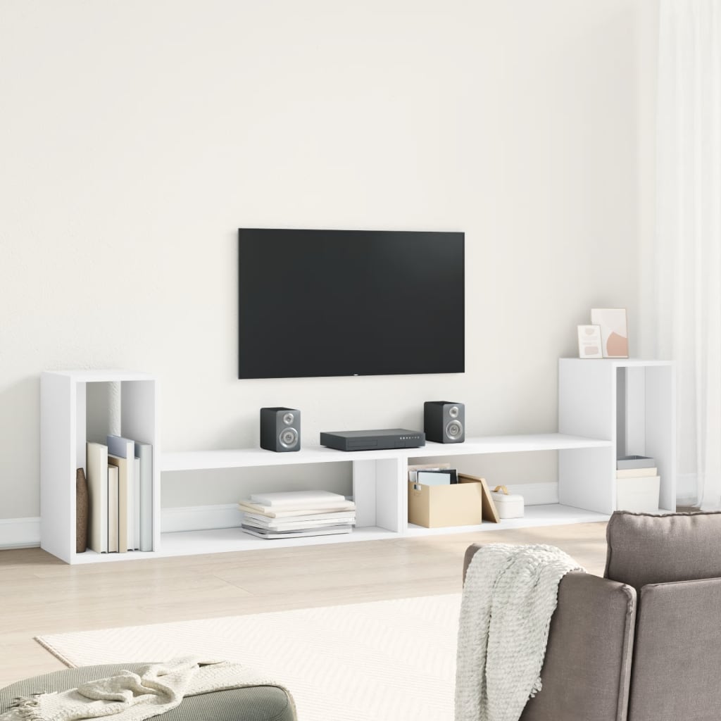 TV-benker 2 stk hvit 100x30x50 cm konstruert tre