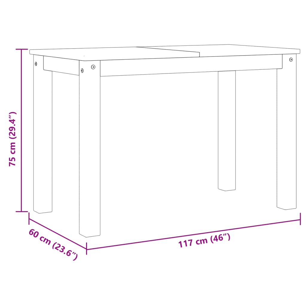 Spisebord Kjøkkenbord Tre Panama 117x60x75 cm heltre furu