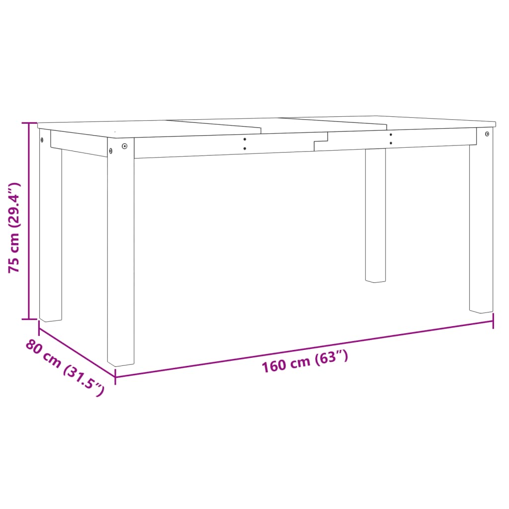 Spisebord Kjøkkenbord Panama 160x80x75 cm heltre furu