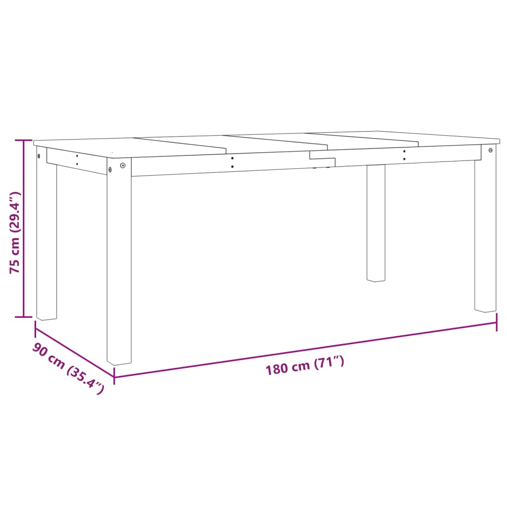 Spisebord Kjøkkenbord Panama hvit 180x90x75 cm heltre furu