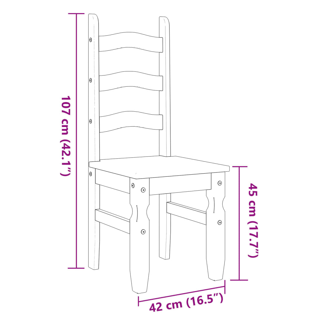 Spisestoler 2 stk Corona grå 42x47x107 cm heltre furu