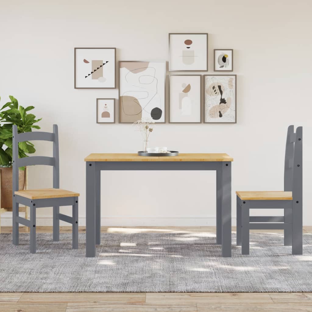 Spisestoler 2 stk grå 40x46x99 cm heltre furu