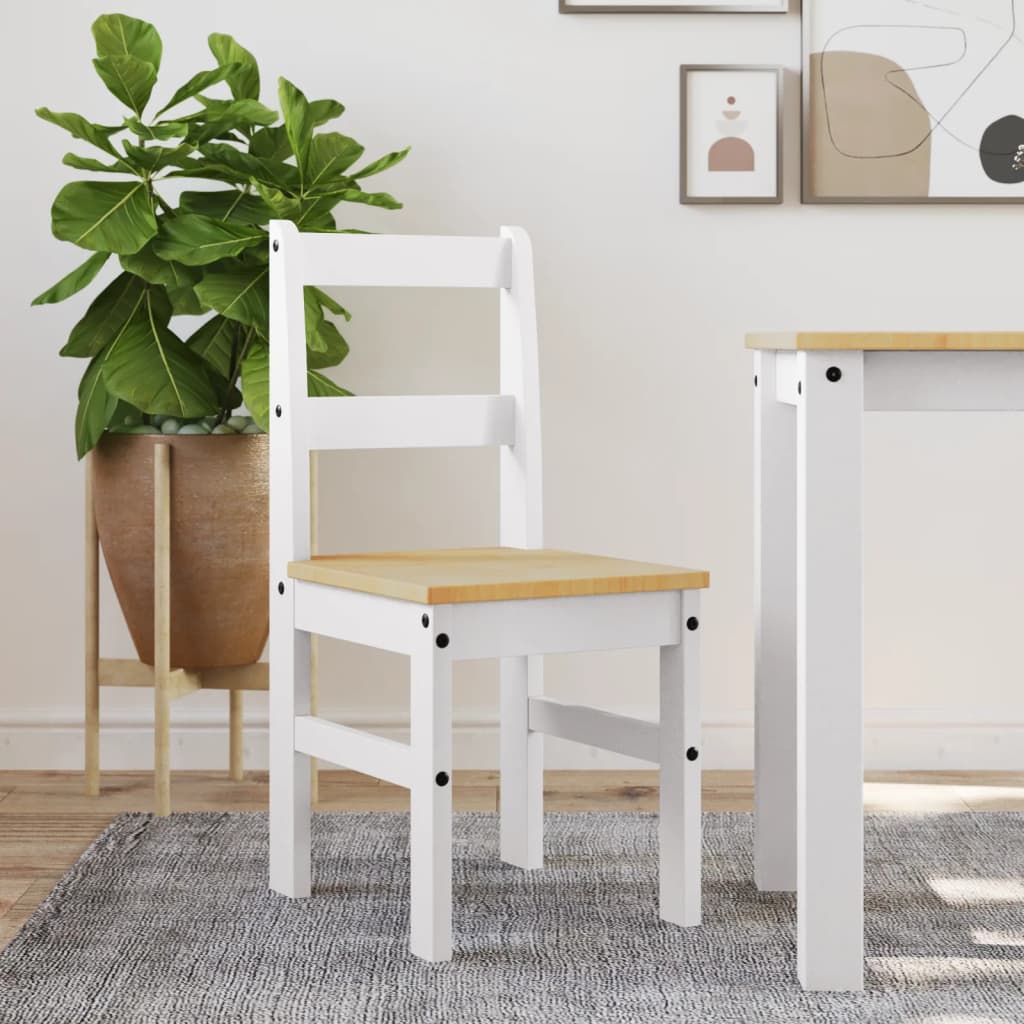 Spisestoler 2 stk Panama hvit 40x46x90 cm heltre furu