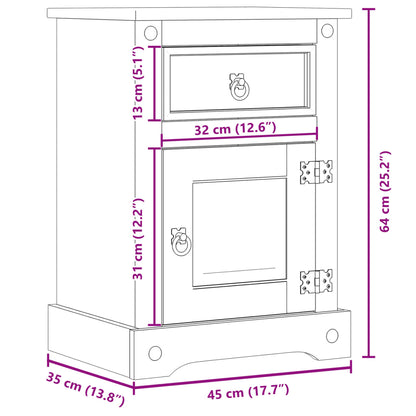 Nattbord Sengbord Tre Corona 45x35x64 cm heltre furu