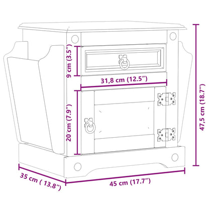 Nattbord Sengbord Tre heltre furu Corona 45x35x47,5 cm