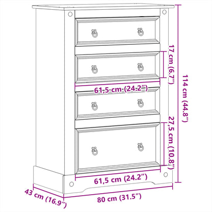 Kommode Tre Corona 80x43x114 cm heltre furu
