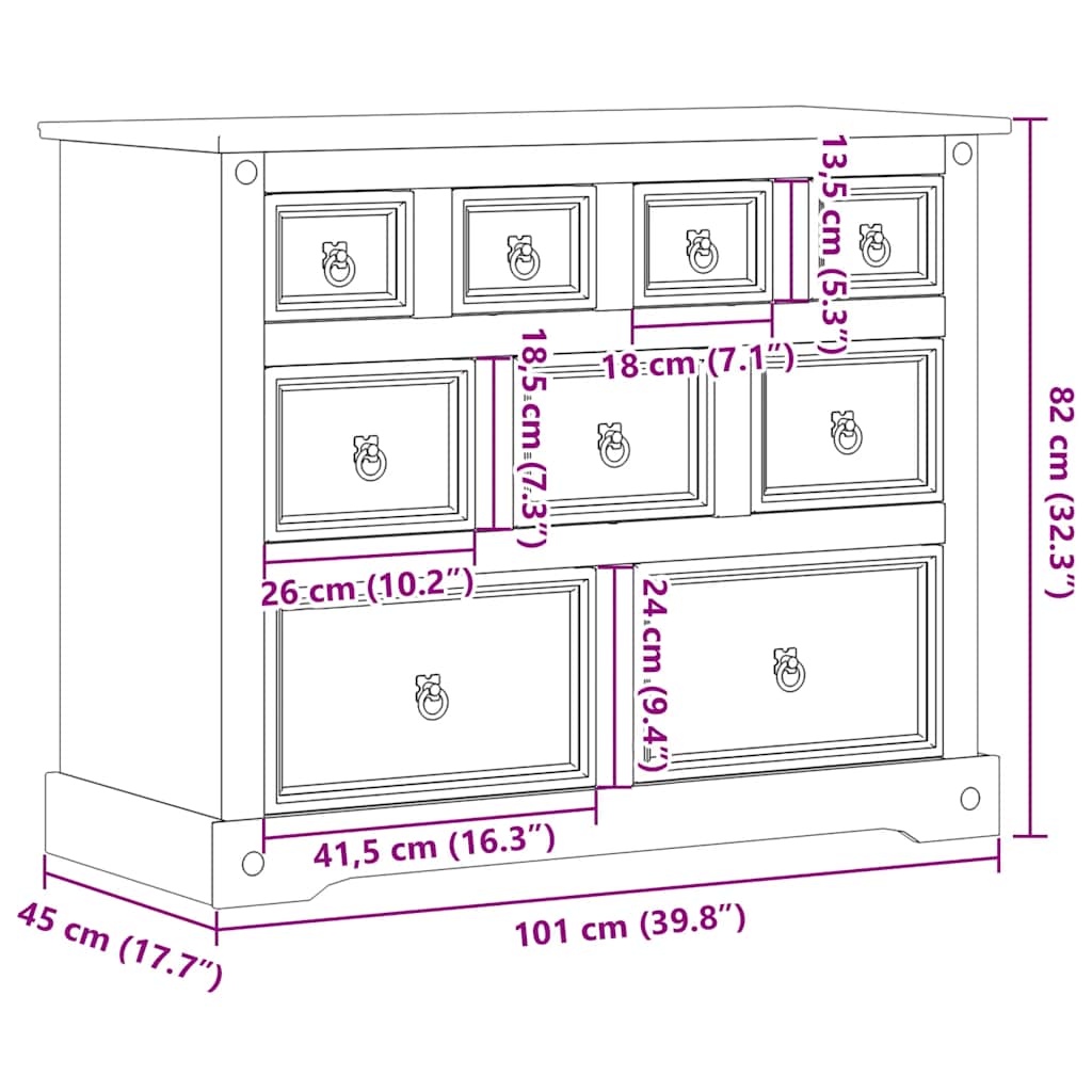 Kommode Tre Corona 101x45x82 cm heltre furu