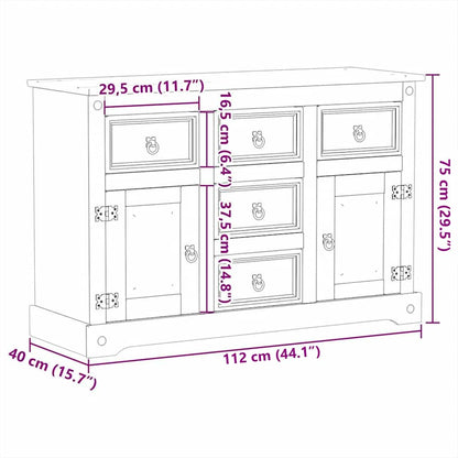 Skjenk Tre Corona 112x40x75 cm heltre furu