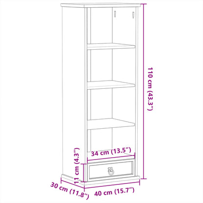 Bokhylle Tre Corona 40x30x110 cm heltre furu