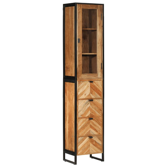 Baderomsskap 40x27x190 cm jern og heltre akasie