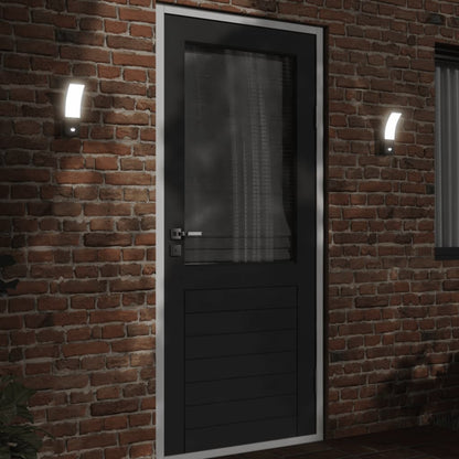 Hagebelysning Vegg El. LED-utelamper sensor 2 stk Svart støpt aluminium
